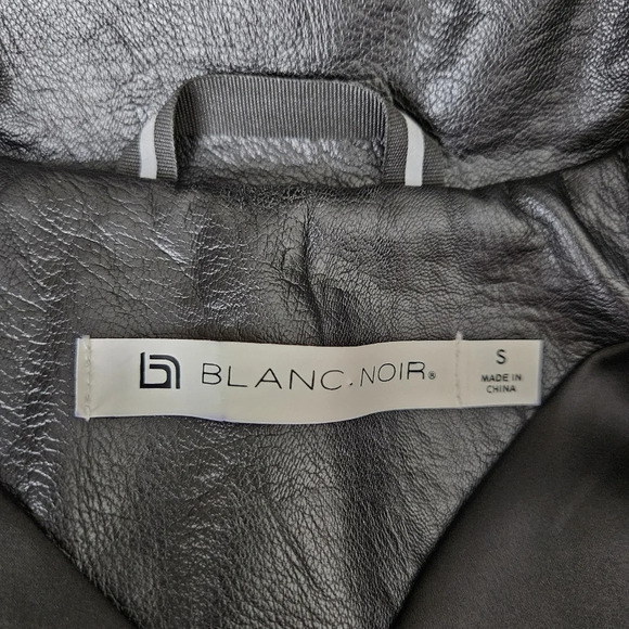 Blanc Noir Drape Front Moto Jacket Vegan Faux Leather Goth Quilted Jacket - Picture 8 of 10